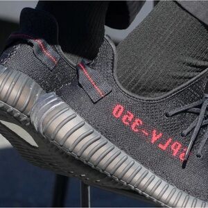 Adidas Yeezy 350 Black and streetwear Red Sneakers with Boost Cushioning size 4